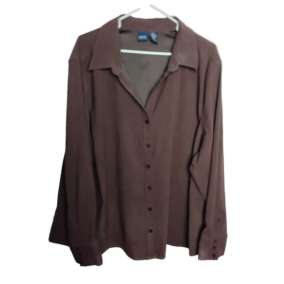 Basic Editions Women’s Shirt Jacket Microfiber ButtonUp brown 3X XXXL - Picture 1 of 3